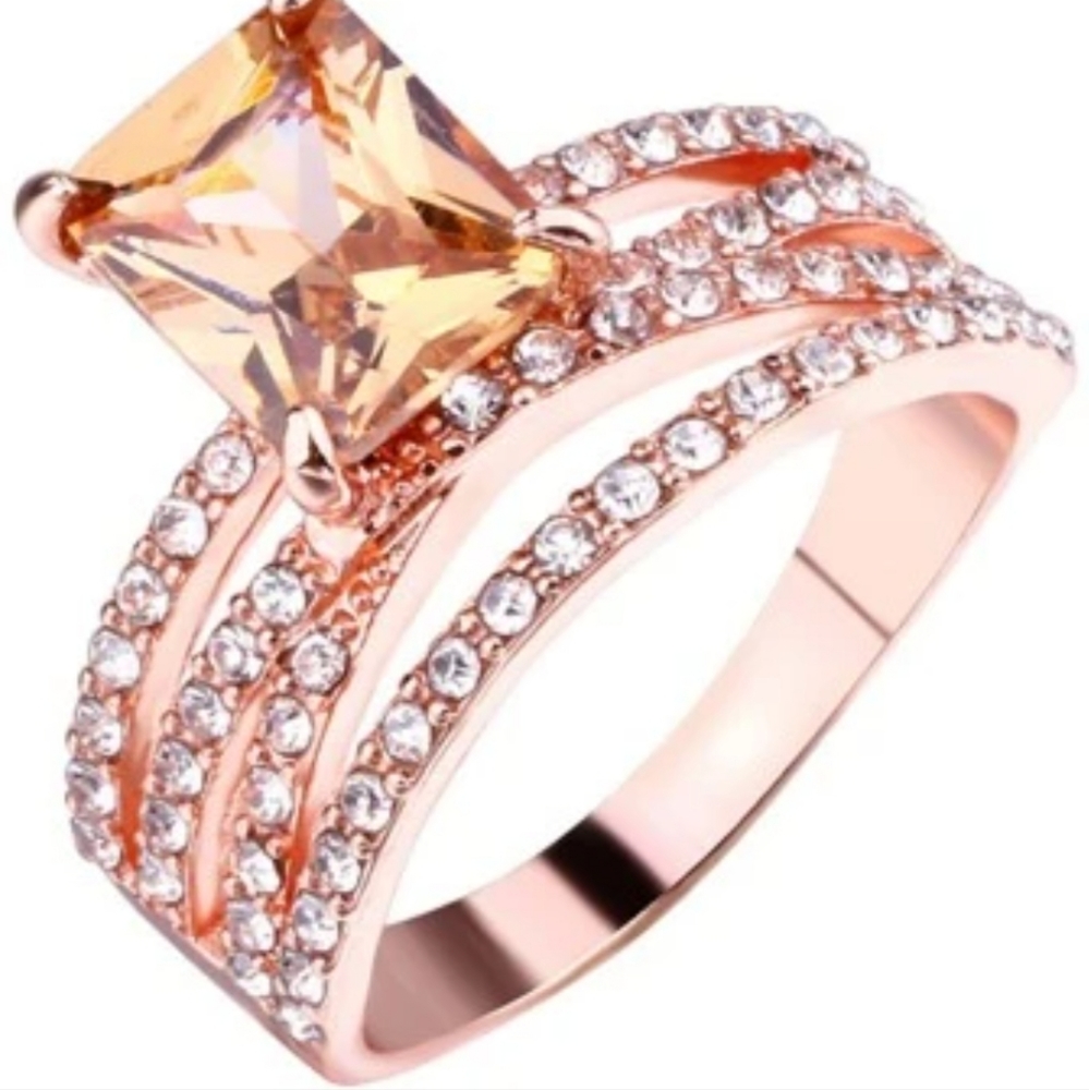 🔥🔥BACK IN STOCK🔥🔥Sparkling Morganite Women's Rose Gold Plated Winding Ring - Picture 10 of 16